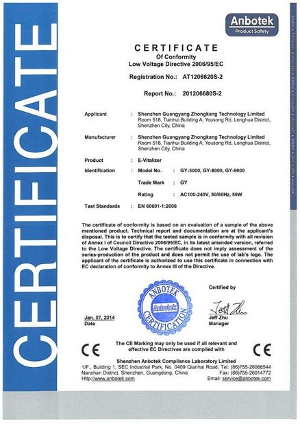 Cina Shenzhen Guangyang Zhongkang Technology Co., Ltd. Sertifikasi